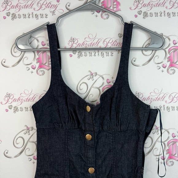 Zara dress Jean look gold buttons long style Stylish Black Button-Down Dress - Picture 5 of 15